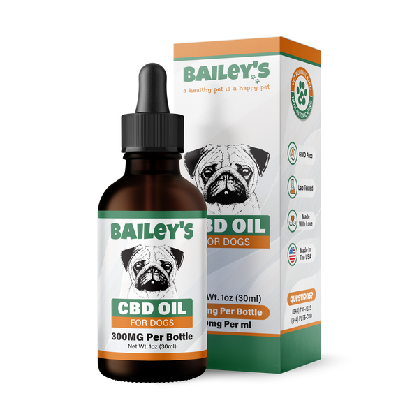 Bailey's 300mg CBD Oil For Dogs Product Packaging Image