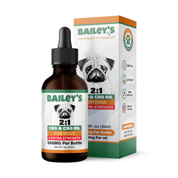 Bailey's 900mg Extra Strength 2:1 CBD & CBG Oil For Dogs Product Image