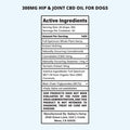 Active Ingredients For Hip & Joint CBD Oil For Dogs 1oz bottle with 300mg CBD