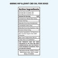 Active Ingredients For Hip & Joint CBD Oil For Dogs 2oz bottle with 600mg CBD.