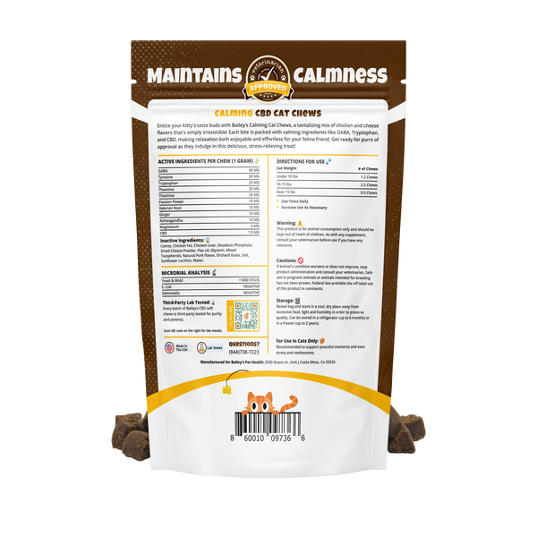 Bailey Calming CBD Cat Chews - Back View