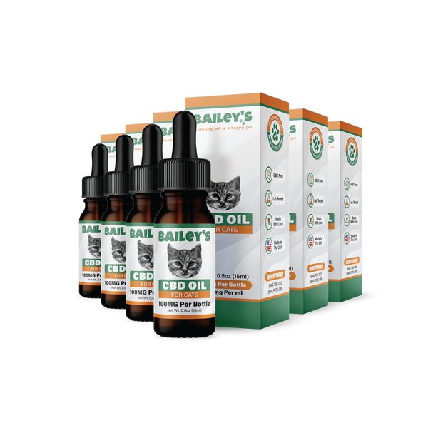 Baileys CBD Oil For Cats 100mg CBD per bottle - 6 Count