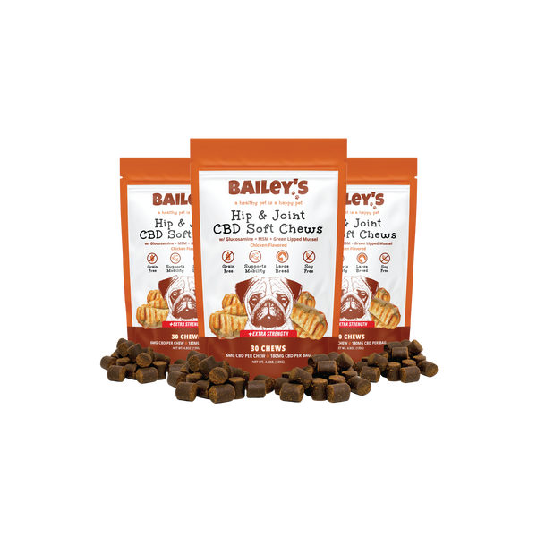 Baileys Hip & Joint CBD Soft Chews Extra Strength 30 Count 3 Bags