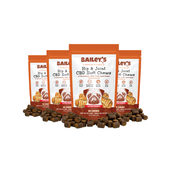 Baileys Hip & Joint CBD Soft Chews Extra Strength 30 Count 4 Bags