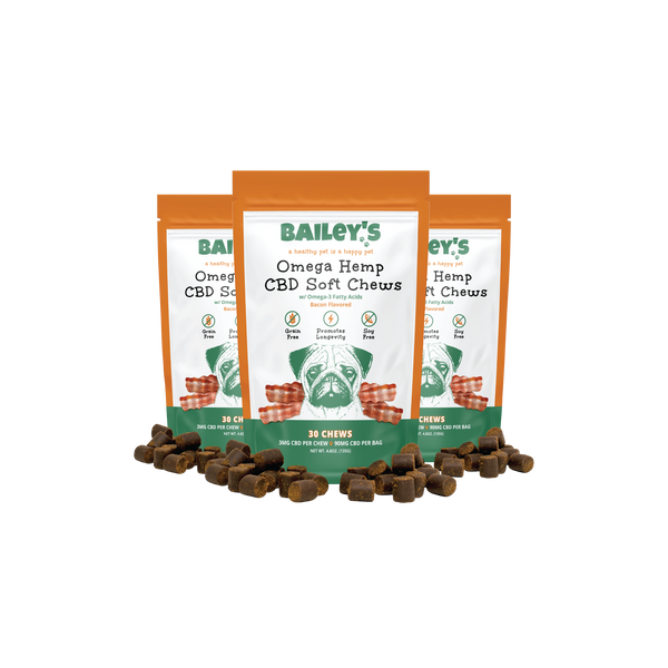 Baileys Omega Hemp CBD Soft Chews 30 Count 3 Bags