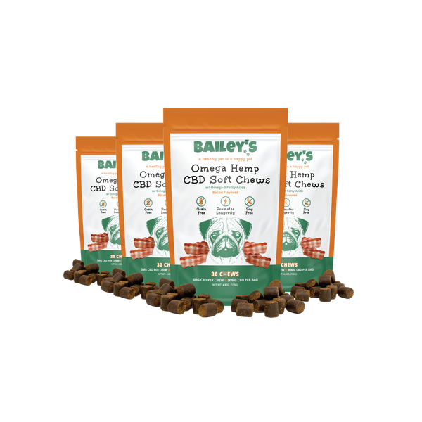 Baileys Omega Hemp CBD Soft Chews 30 Count 4 Bags