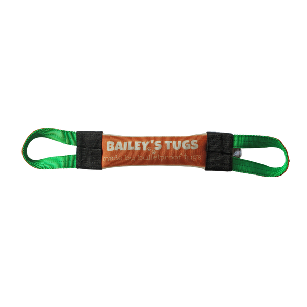 Baileys CBD dog tug toy, featuring a durable, eco-friendly design perfect for interactive play and gentle on dog teeth.