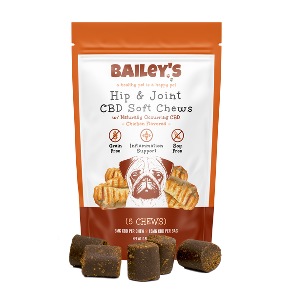 Bailey's CBD Hip and Joint CBD Soft Chews 5 Count Trial Size Pack - Natural Pet Wellness