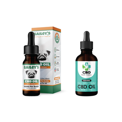 Baileys CBD Oil For Dogs 150mg & CBD Health Solutions Full Spectrum CBD Oil 1500mg