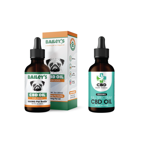 Baileys CBD Oil For Dogs 600mg & CBD Health Solutions Full Spectrum CBD Oil 1500mg