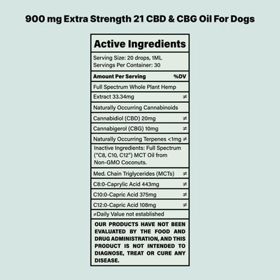 Extra Strength 2:1 CBD & CBG Oil For Dogs