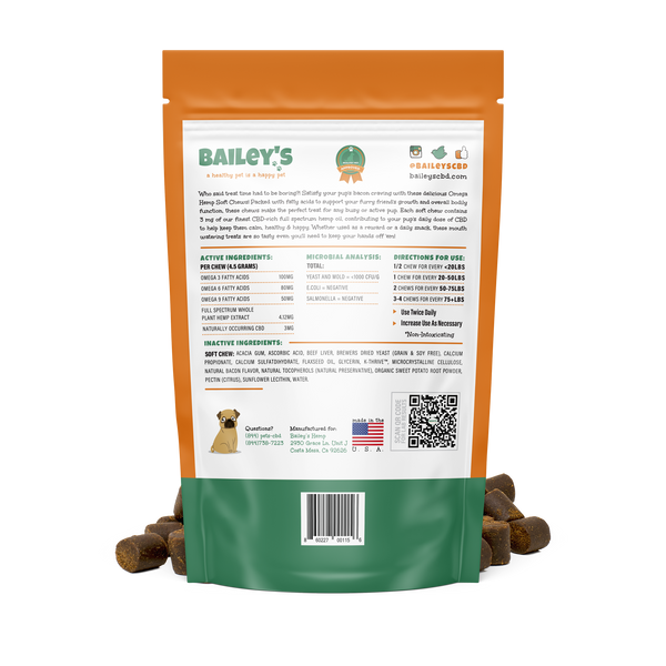 CBD Dog Treats: Bailey's Omega Hemp CBD Soft Chews