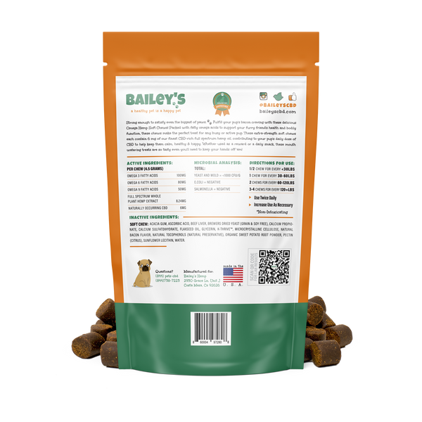 Bailey's Omega Hemp CBD Soft Chews For Large Breed