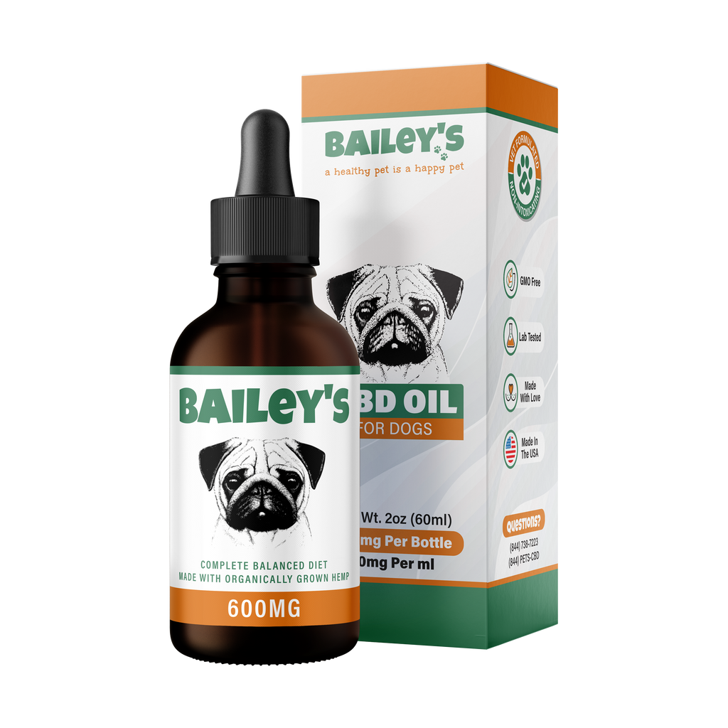 Bailey's CBD Oil For Dogs | 600MG 60ML Large Size Bottle (Best Value!)