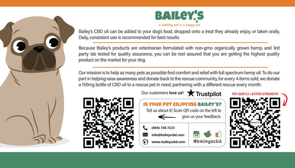 Bailey's 150MG CBD Oil For Dogs Trial Size Bottle