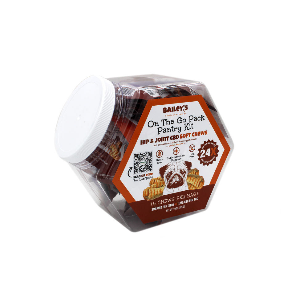 Front View of Hip and Joint CBD Soft Chews Pantry Kit Product Photo