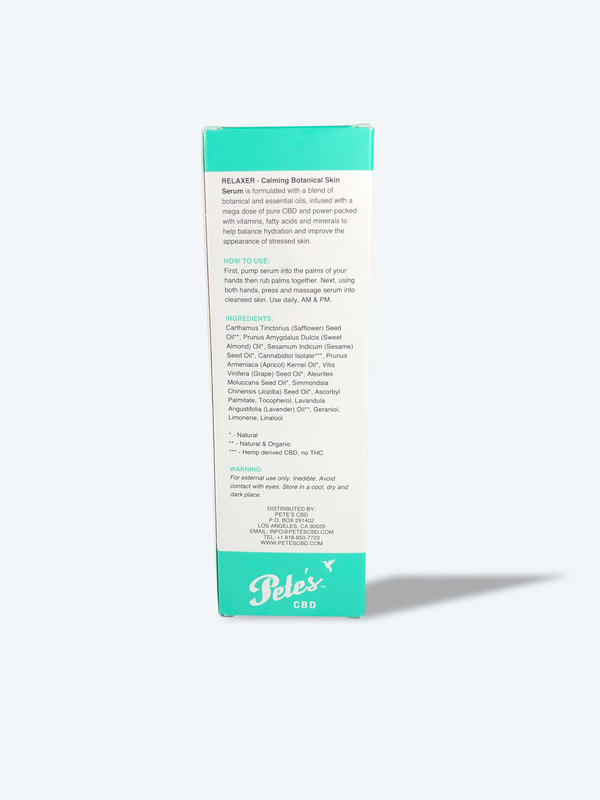 Pete's 700mg CBD Infused Relaxer-  Calming Botanical Skin Serum (Pump)