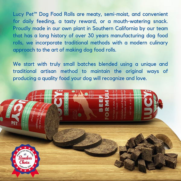Lucy Pet Beef Formula Dog Food Roll Meal Topper For Dogs