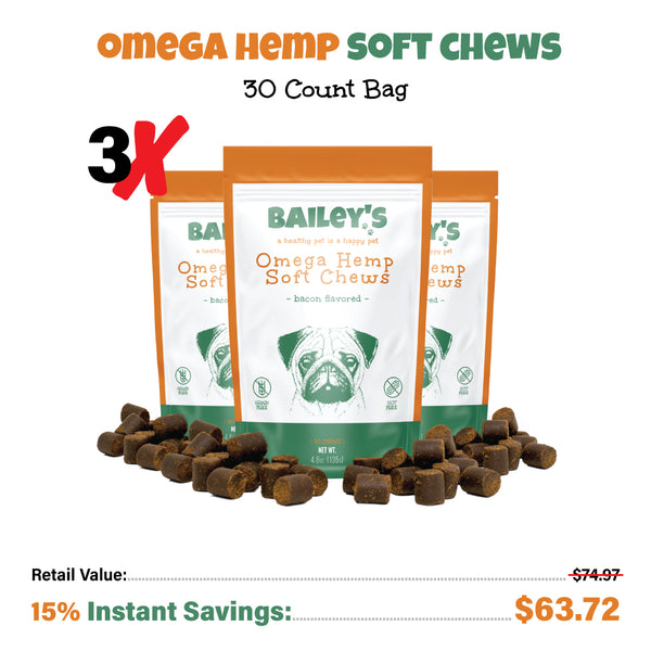 CBD Dog Treats: Bailey's Omega Hemp CBD Soft Chews