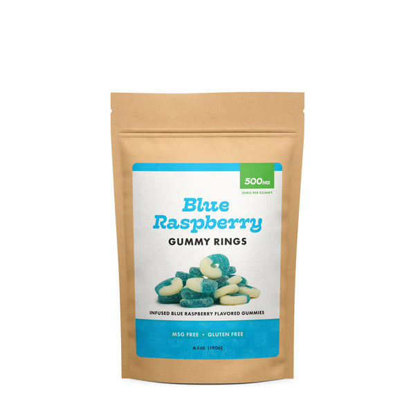 Bag of Blue Raspberry CBD Gummy Rings