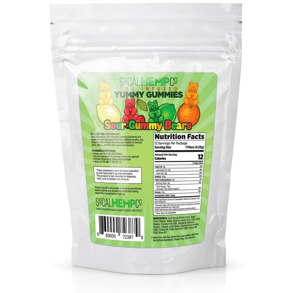 So Cal Hemp Co CBD Infused Sour Gummy Bears w/ 300mg CBD Per Package